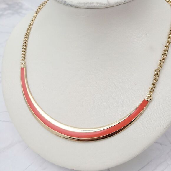 Brand New Forever 21 Orange With Gold Necklace - Picture 2 of 7